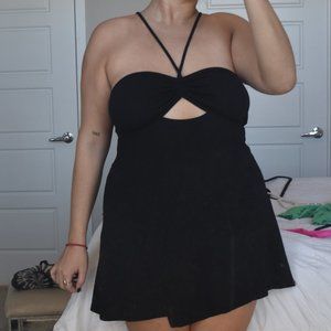 Keyhole Halter Black Mini Dress